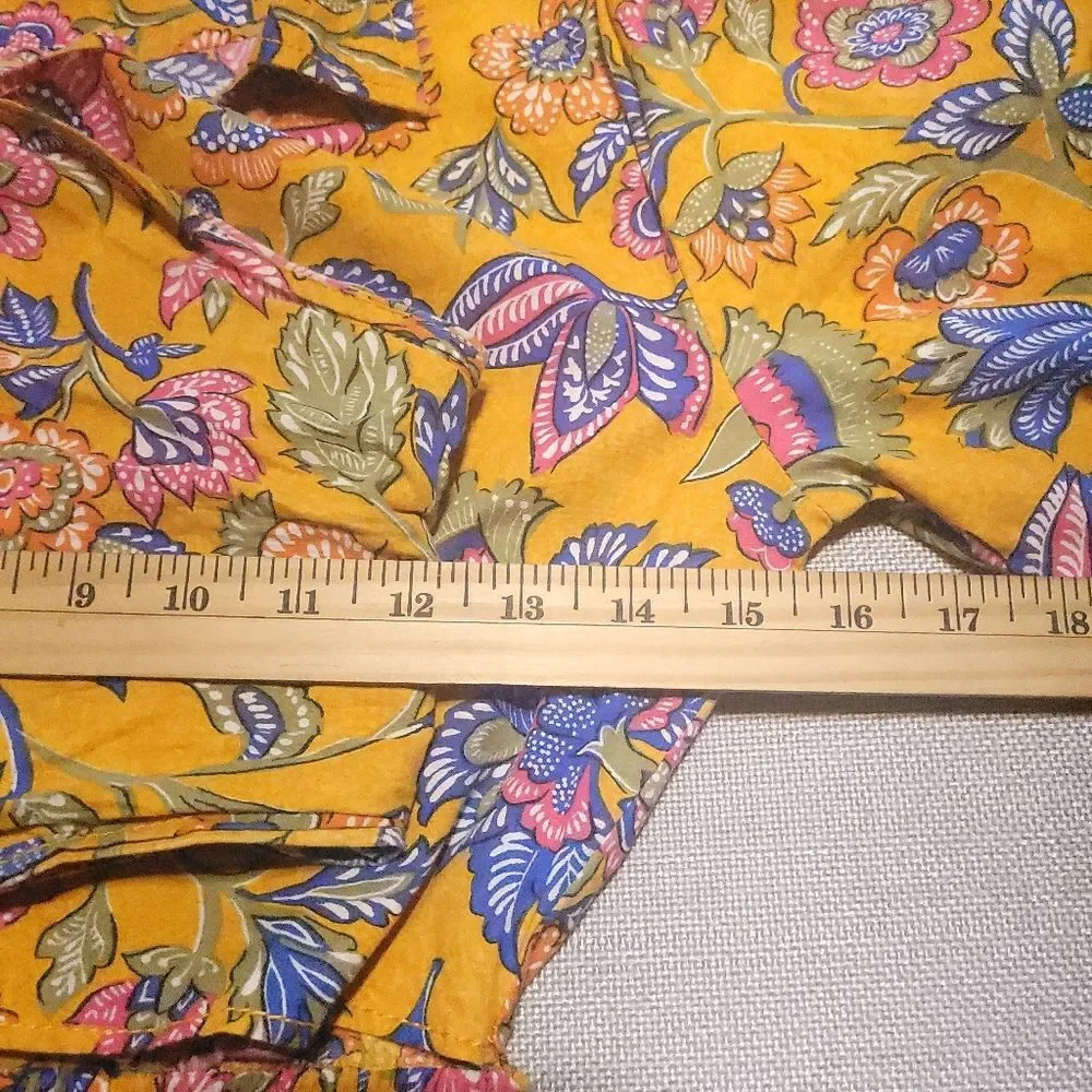 House Of Harlow 1960 Cheyna Paisley Mustard Tie Front Floral Maxi Dress Snap XS